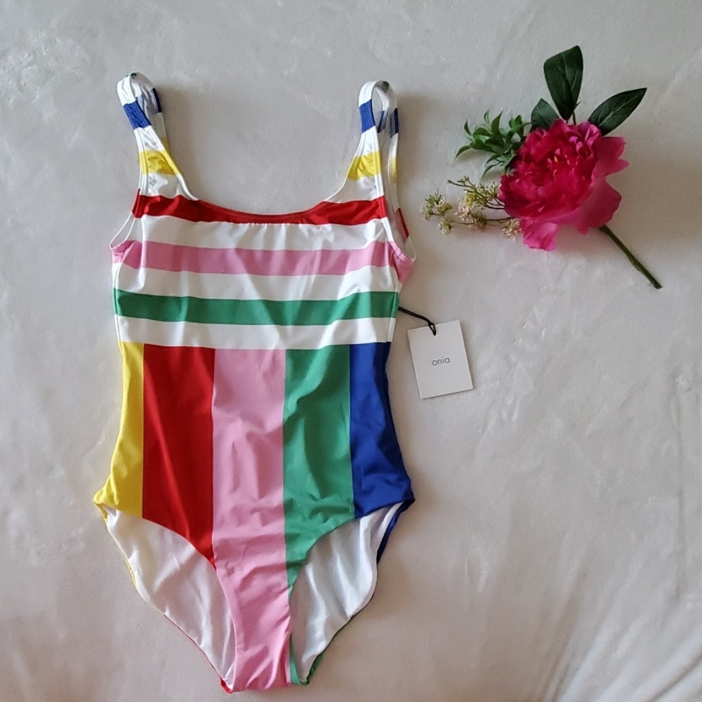 Onia !NWT! One Piece Striped Bathing Suit Size M